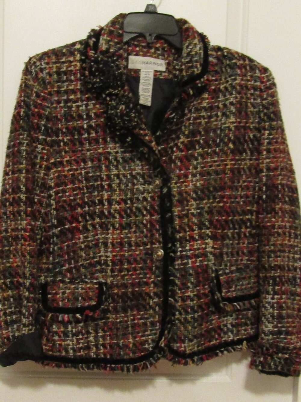 Vintage SAG HARBOR FALL TWEED JACKET Size 14 Multicolor Autumn Colors Wool Blend
